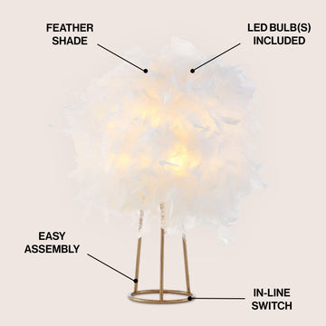 Stork 16" Feather Metal LED Table Lamp - JONATHAN Y